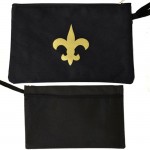 180708-L-LARGE BLACK/GOLD FLEUR DE LIS WALLET BAG OR COSMETIC BAG